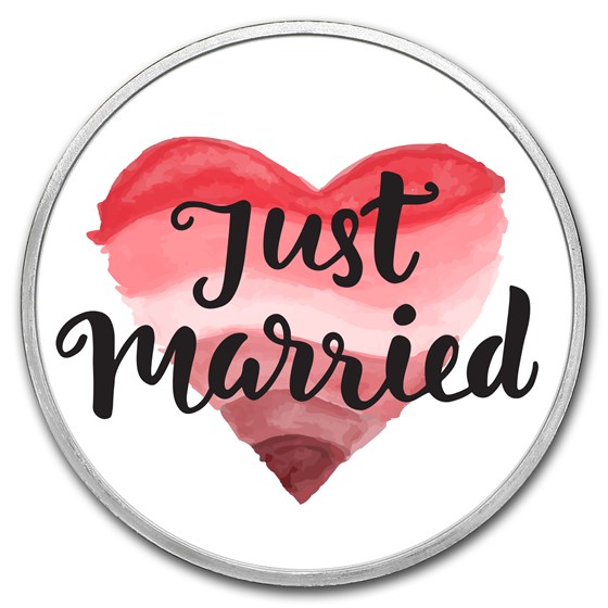 1 oz Silver Colorized Round - APMEX (Just Married - Heart) 1 oz Silver Colorized Round - APMEX (Just Married - Heart)